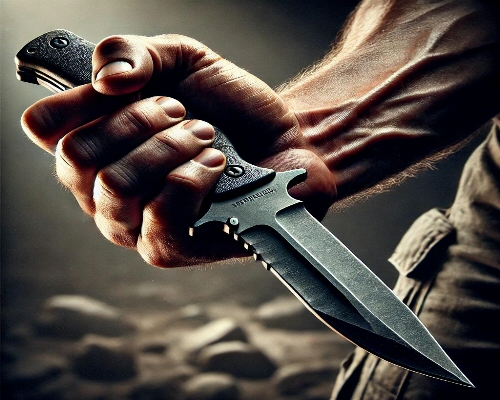 a hand holding a knife